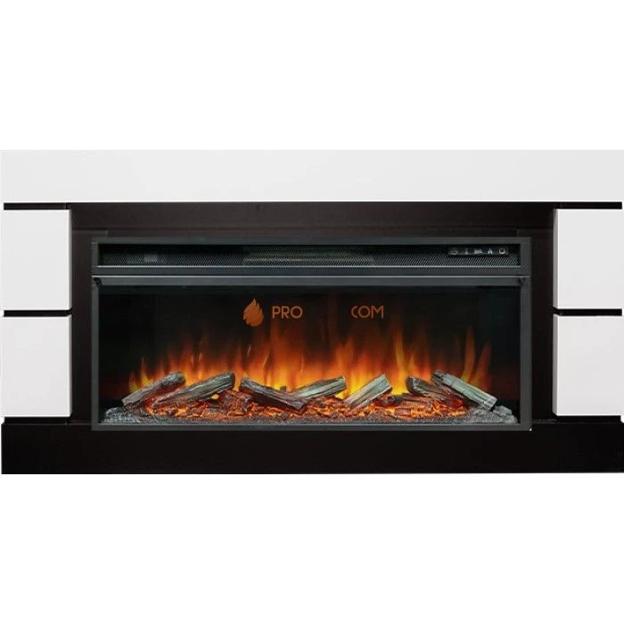 Каминокомплект Royal Flame Modern 42 - Белый с черным (Ширина 1395 мм) с очагом Vision 42 LOG LED
