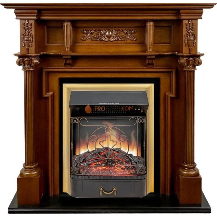 Каминокомплект Royal Flame Oxford - Орех с очагом Majestic FX Brass