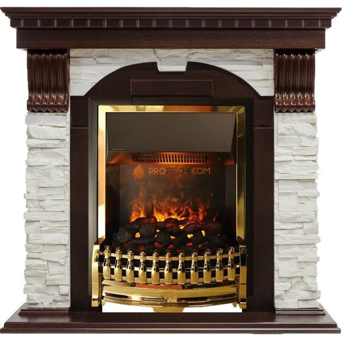 Каминокомплект Dimplex Dublin - Темный дуб / Сланец белый с очагом Atherton