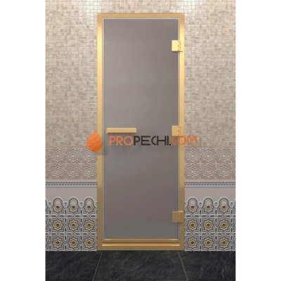 Дверь для хамама DoorWood Золотой профиль Сатин, 2000х600 мм