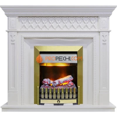 Каминокомплект Dimplex Alexandria - Белый дуб с очагом Danville Antique Brass FB2