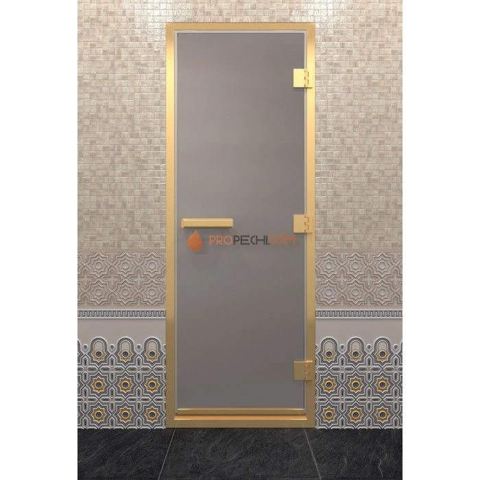 Дверь для хамама DoorWood Золотой профиль Сатин, 2100х800 мм