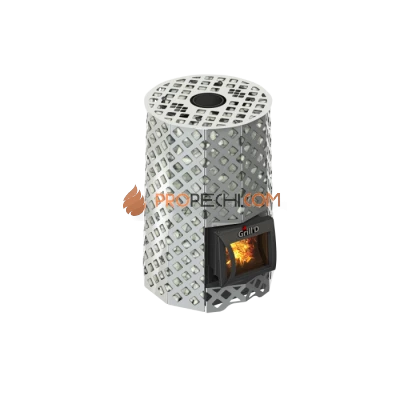 Дровяная печь для бани Grill’D Violet Steel Romb Short (Камень колотый 100 кг)