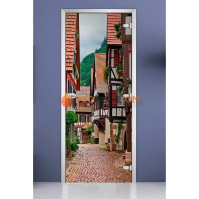 Стеклянная межкомнатная дверь DoorWood с фотопечатью City-04, 2000х800 мм