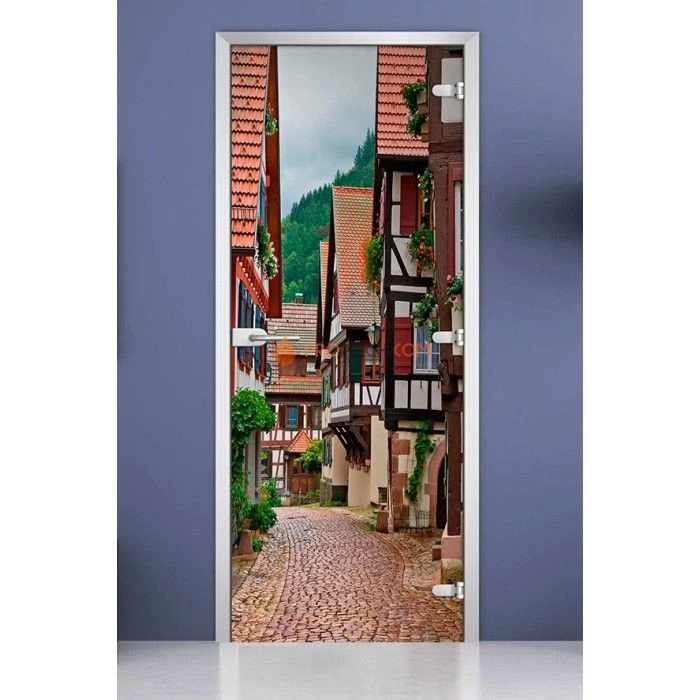 Стеклянная межкомнатная дверь DoorWood с фотопечатью City-04, 2000х800 мм