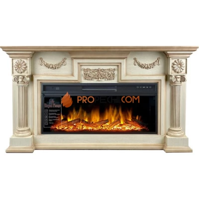 Каминокомплект Royal Flame London - Слоновая кость с патиной (Ширина 1490 мм) с очагом Vision 42 LOG LED