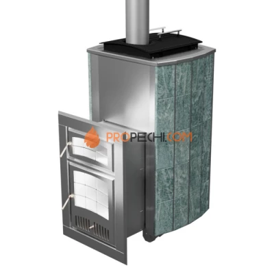 Дровяная печь для бани Инжкомцентр ВВД Чародейка М Русский пар (змеевик), дымоход сверху