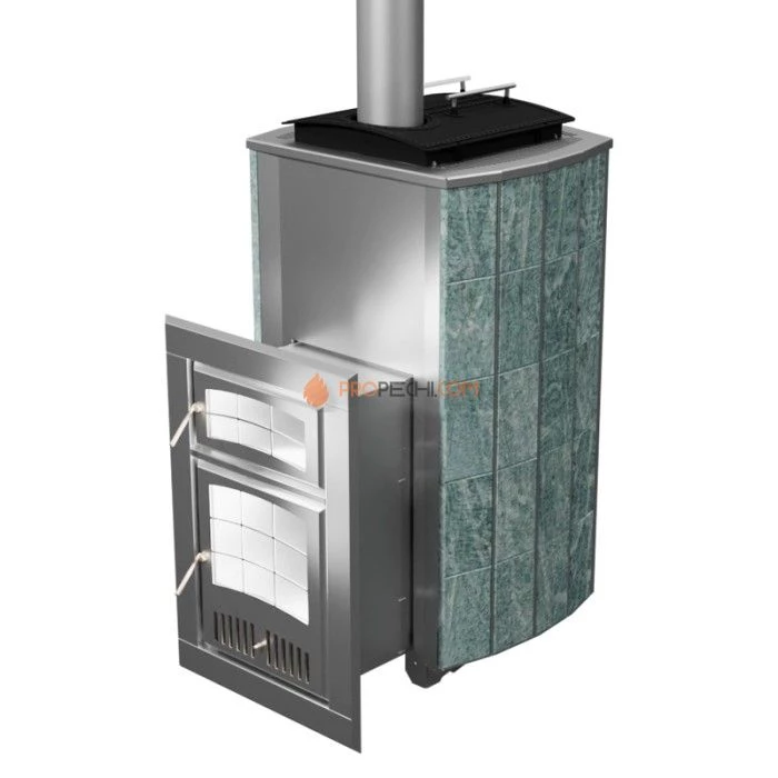 Дровяная печь для бани Инжкомцентр ВВД Чародейка М Русский пар (змеевик), дымоход сверху