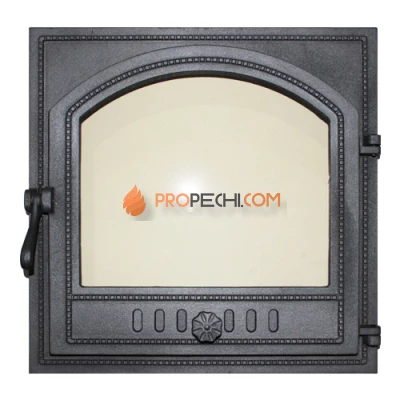 Дверца К505 топочная 410х410мм застекленная, герметичная