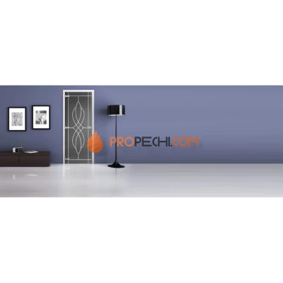 Стеклянная межкомнатная дверь DoorWood с рисунком MG-19 Графит, 2000х700 мм