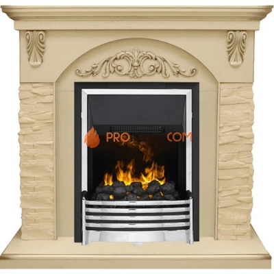 Каминокомплект Dimplex Bern Сланец крупный бежевый / Алебастр темная патина с очагом Flagstaff