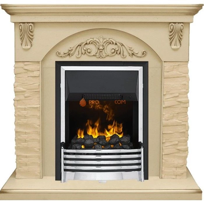 Каминокомплект Dimplex Bern Сланец крупный бежевый / Алебастр темная патина с очагом Flagstaff