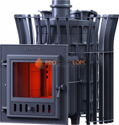 Чугунная банная печь Гефест Авангард Ураган ЗК 24 М сетка тюльпан