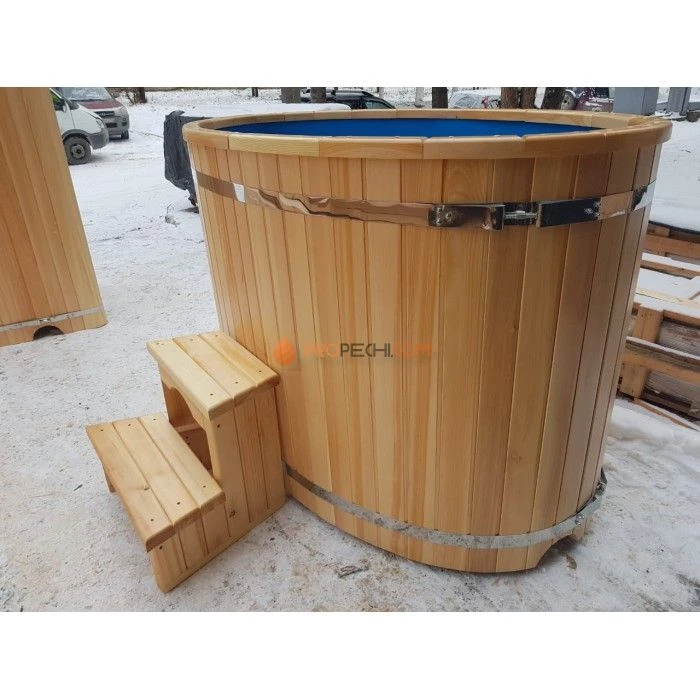 Купель овальная НКЗ PREMIUM из кедра, с пластиковой вставкой, 120x78x100 см