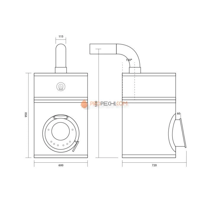Дровяная печь для бани IKI Loyly со стальной дверцей смайл