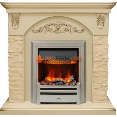 Каминокомплект Dimplex Bern Сланец крупный бежевый / Алебастр темная патина с очагом Chesford