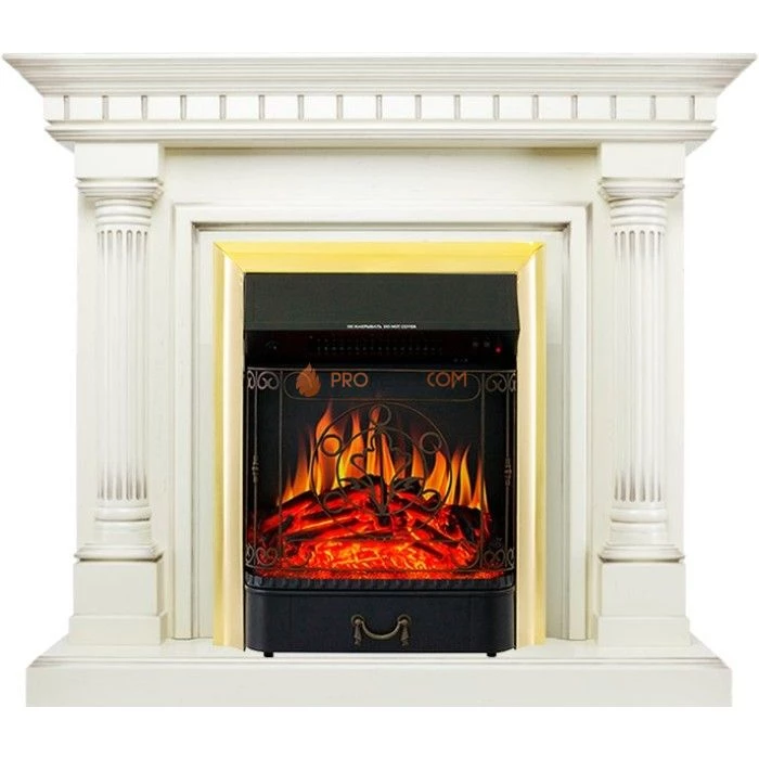 Каминокомплект Royal Flame Dallas - Слоновая кость с патиной с очагом Majestic FX Brass