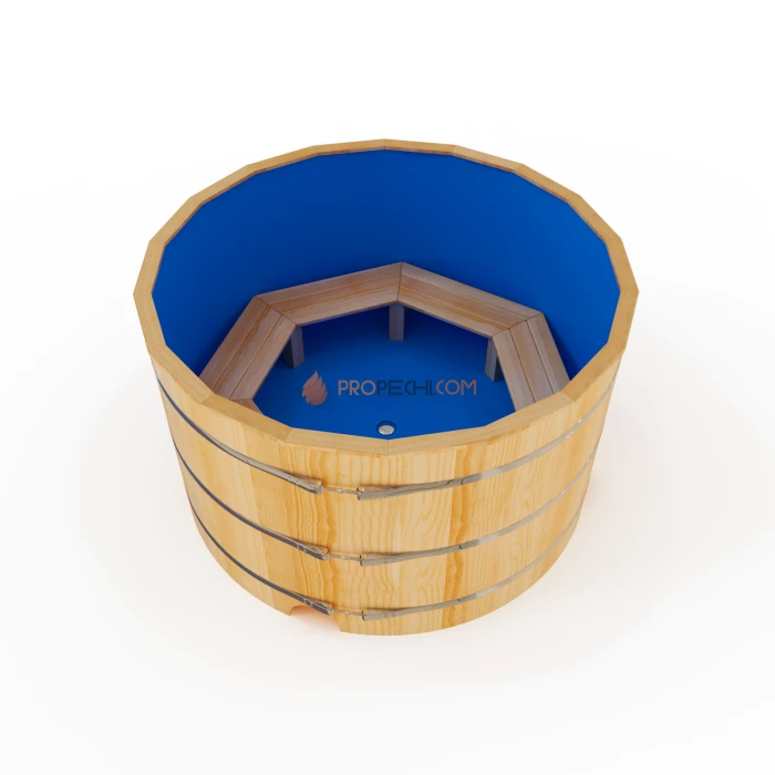 Купель круглая НКЗ STANDARD из кедра, с пластиковой вставкой, диаметр 220 см, высота 120 см