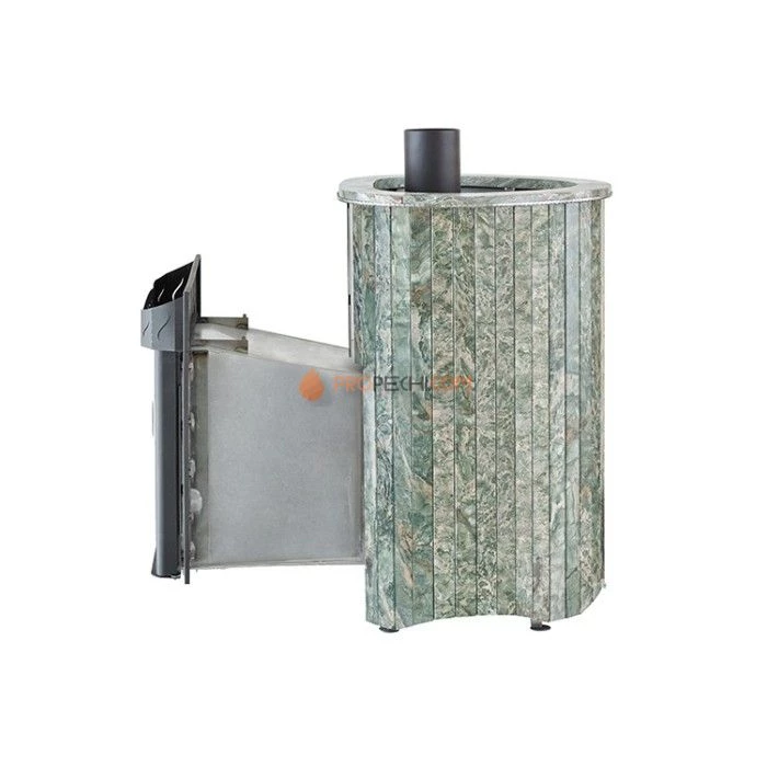 Дровяная печь для сауны Ферингер Мини До 16 м³ - Жадеит - цельные ламели - обрамление Камень