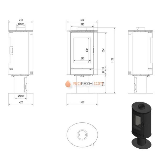 Печь-камин Kratki Koza/AB/S/N/O/DR