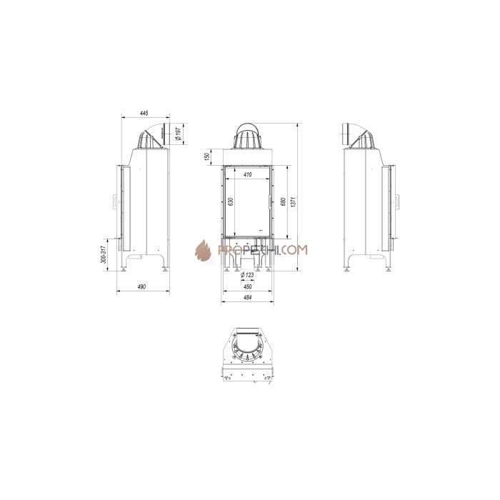 Каминная топка стальная Kratki NADIA/9 (9 кВт)