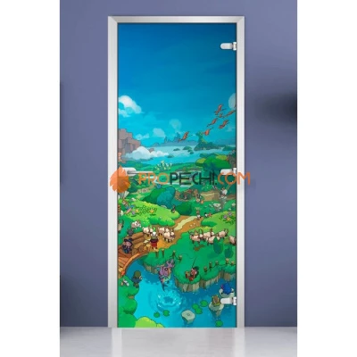Стеклянная межкомнатная дверь DoorWood с фотопечатью Kids-19, 2000х700 мм