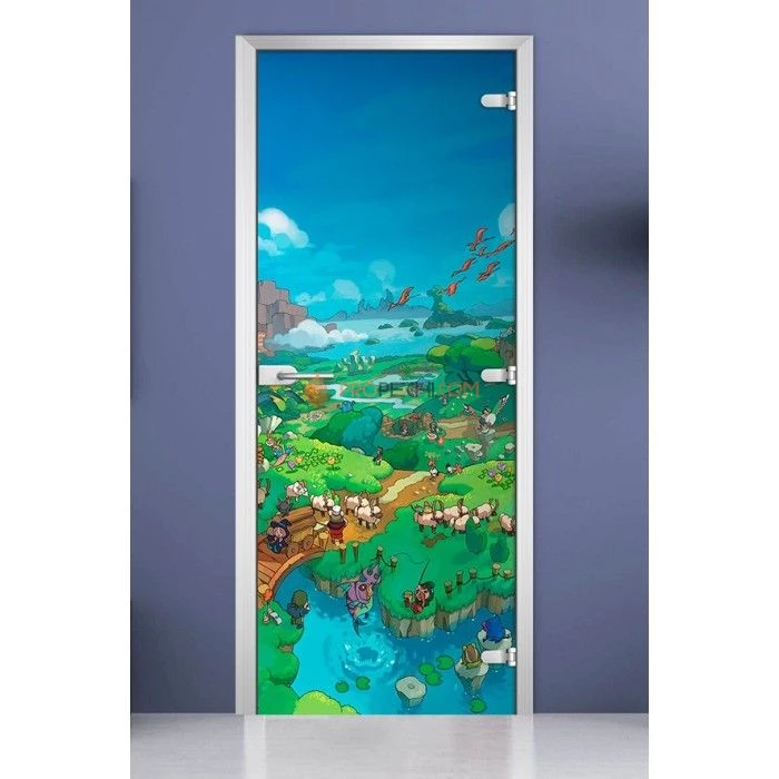 Стеклянная межкомнатная дверь DoorWood с фотопечатью Kids-19, 2000х700 мм