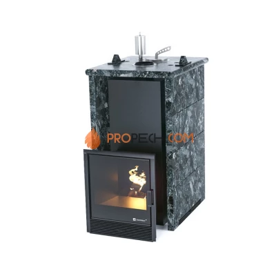 Дровяная печь для бани ИзиСтим Сочи в трехстороннем кожухе из пироксенита