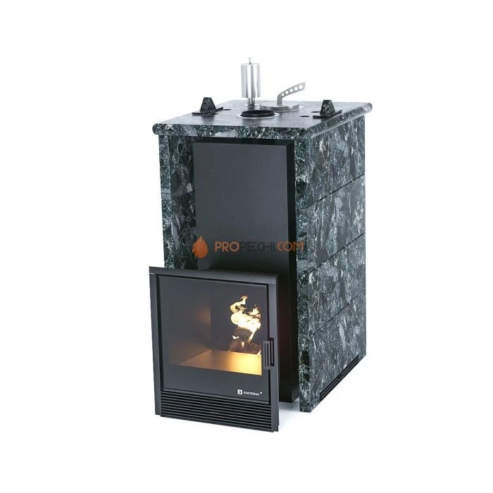 Дровяная печь для бани ИзиСтим Сочи в трехстороннем кожухе из пироксенита