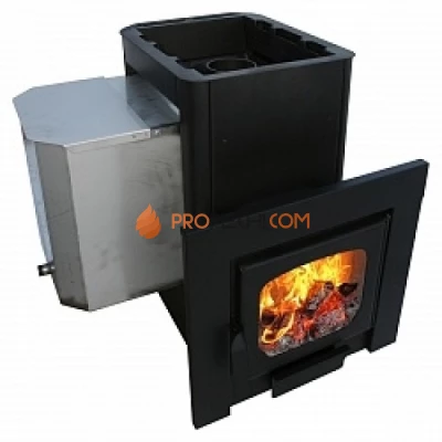 Дровяная печь для бани Варвара Мини Навесная Панорамная дверь