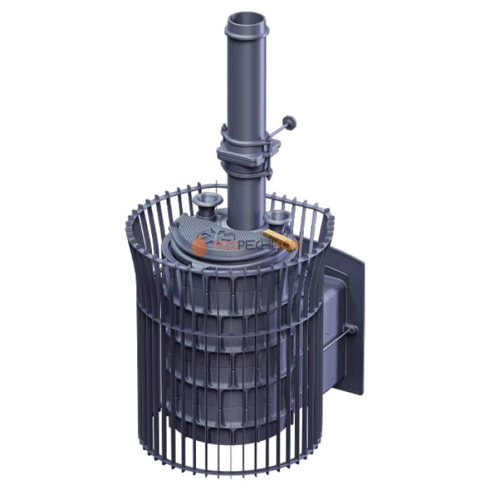 Чугунная печь для бани Гефест Авангард ЗК 30П2 Ураган в сетке Тюльпан