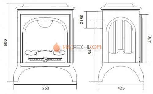 Печь-камин Invicta Seville Эмаль слоновая кость
