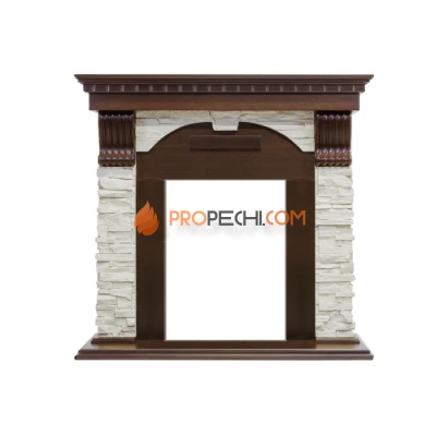 Портал Royal Flame Dublin угловой - Темный дуб / Сланец белый