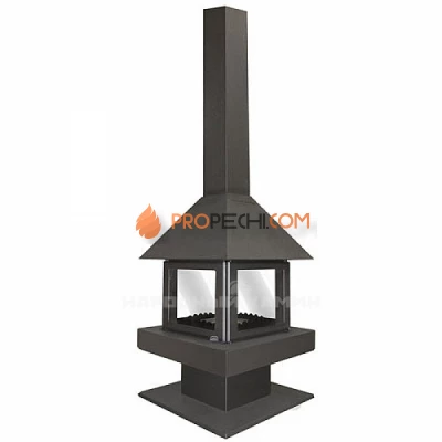 Печь-камин Бавария Эклипс островной 4D графит