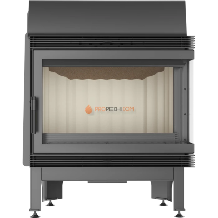 Каминная топка стальная Kratki Blanka 670/570/P/BS (угловое стекло справа) (12 кВт)