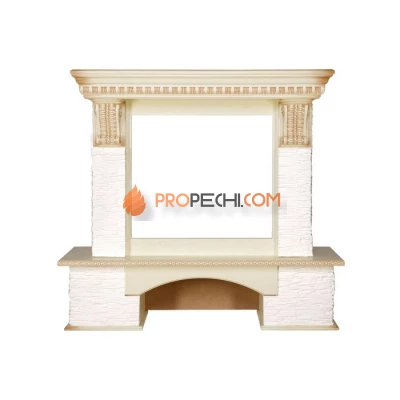 Портал Royal Flame Pierre Luxe - Сланец белый / Слоновая кость с патиной