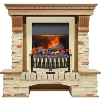 Каминокомплект Dimplex Pierre Luxe - Дуб / Сланец с очагом Danville Brass FB2