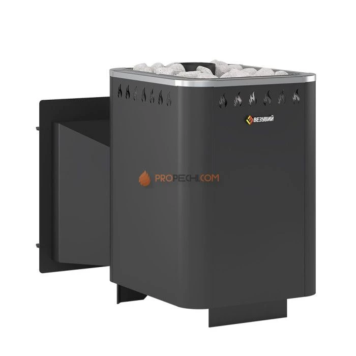 Дровяная печь для бани Везувий Русичъ Антрацит 16 Панорама М 