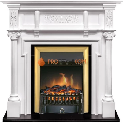Каминокомплект Royal Flame Oxford - Белый с очагом Fobos FX Brass