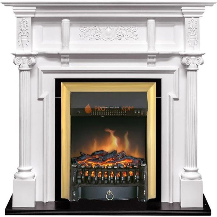 Каминокомплект Royal Flame Oxford - Белый с очагом Fobos FX Brass