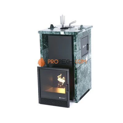 Дровяная печь для бани ИзиСтим Сочи М2 в трехстороннем кожухе из змеевика