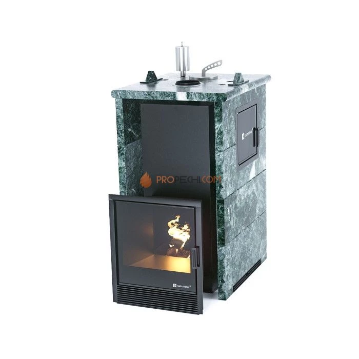 Дровяная печь для бани ИзиСтим Сочи М2 в трехстороннем кожухе из змеевика