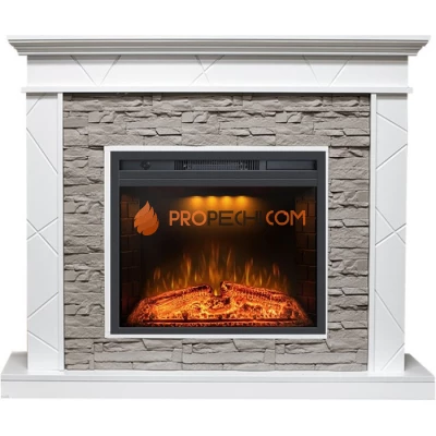 Каминокомплект Royal Flame Basel - Белый / Сланец серый с очагом Emerald 23