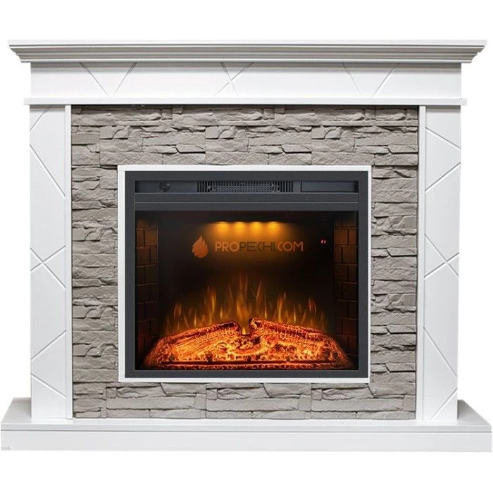 Каминокомплект Royal Flame Basel - Белый / Сланец серый с очагом Emerald 23