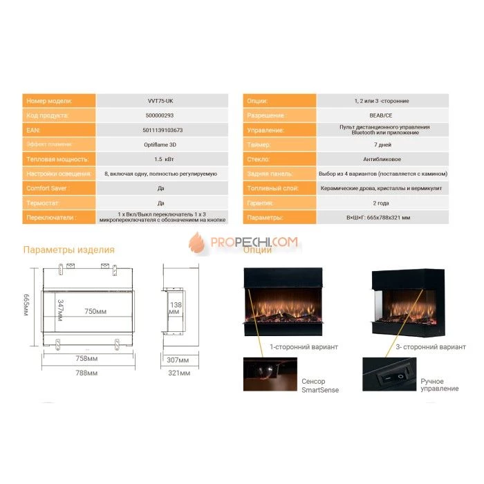 Электрический очаг Dimplex Vivente 75