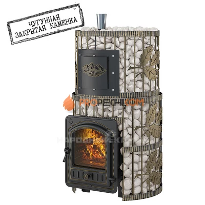 Печь для бани Эверест Легкий пар Профи Ковка чугунная ЗК, б/в