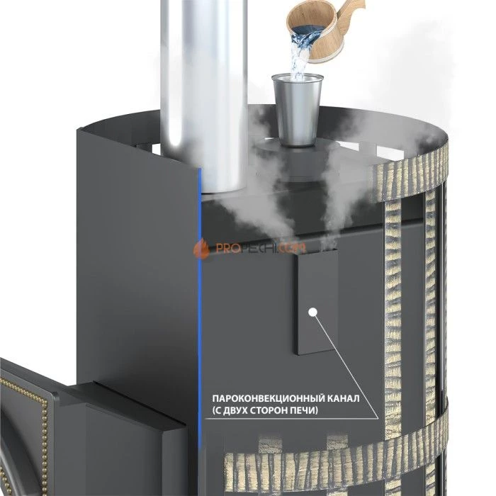 Дровяная печь для бани Везувий Скиф Парогенератор Стандарт (ДТ-4)