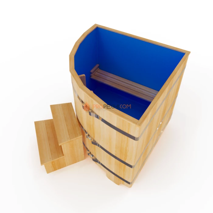 Купель угловая НКЗ из кедра, с пластиковой вставкой, 120x130x130 см