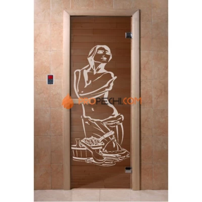 Дверь для бани DoorWood Искушение бронза 1900x700 мм, 6 мм, 2 петли