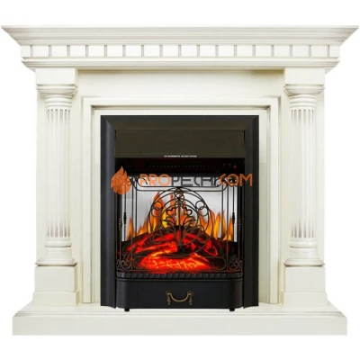 Каминокомплект Royal Flame Dallas - Слоновая кость с патиной с очагом Majestic FX M Black